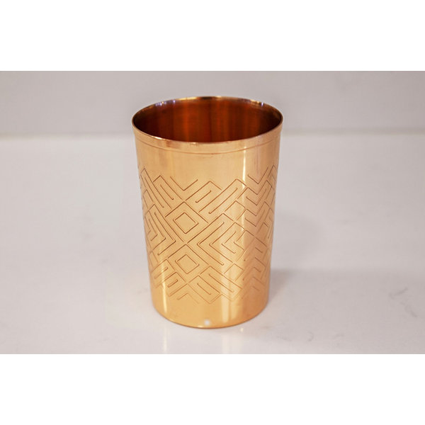 Mercer41 100 Pure Copper Tumbler With Geometric Etching 12 Oz Copper